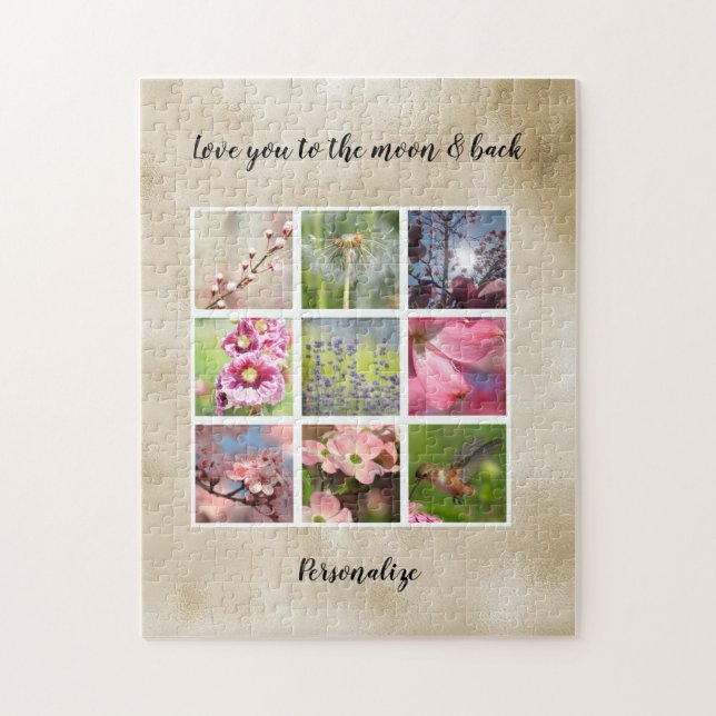 Gold Love Personalized Photo Collage Jigsaw Puzzle (Vertical)