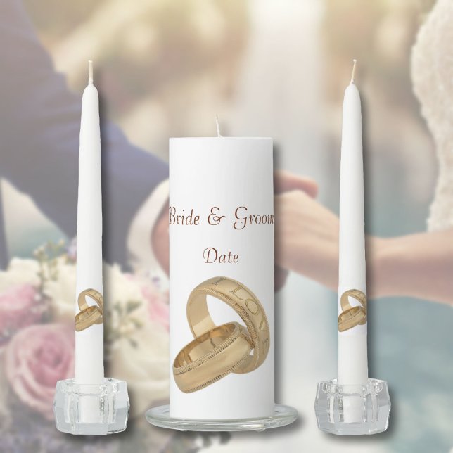 Gold Love Rings Unity Wedding Candle (Creator Uploaded)