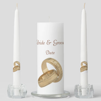 Gold Love Rings Unity Wedding Candle