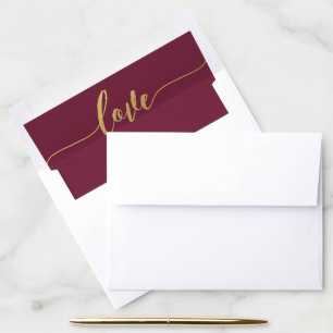 Gold Love Romantic Calligraphy Script Envelope Liner