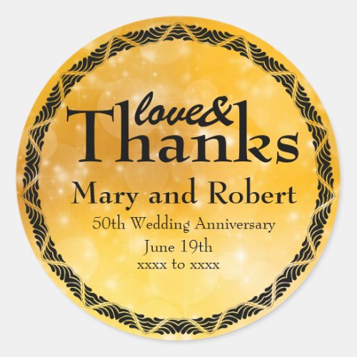 Gold Love  Thanks 50th Wedding Anniversary Custom Classic Round Sticker