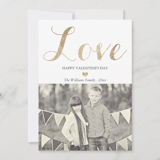 Gold Love Valentine's Day Cards (Front)