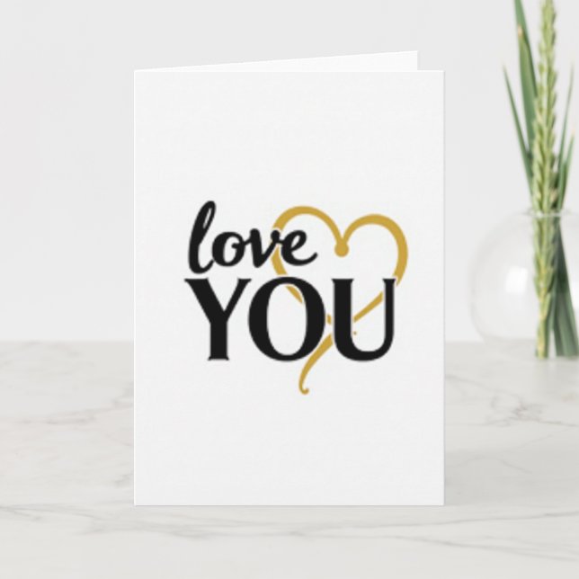 Gold Love You Valentine Card (Front)