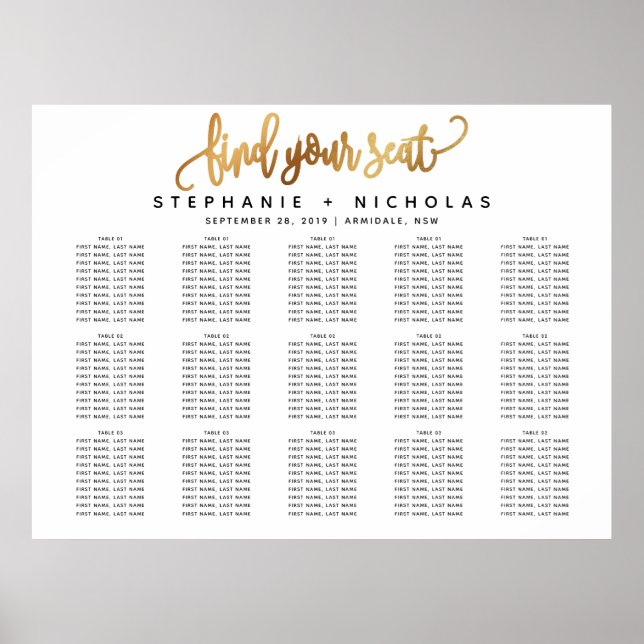 Gold Lovely Script Typography Wedding Poster (Front)