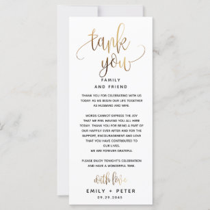 Gold Lovely Script Typography Wedding Thank You