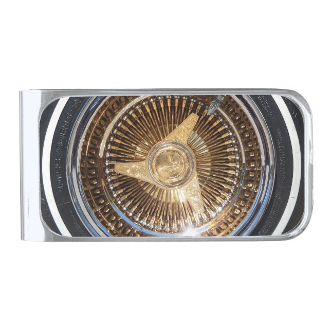 Gold Lowrider Wire Wheels Money Clip (Front)