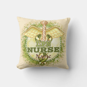 Gold LPN Nurse Caduceus Throw Pillow