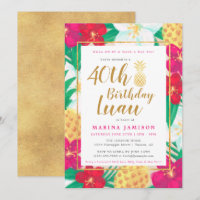 Gold Luau Party Invitations