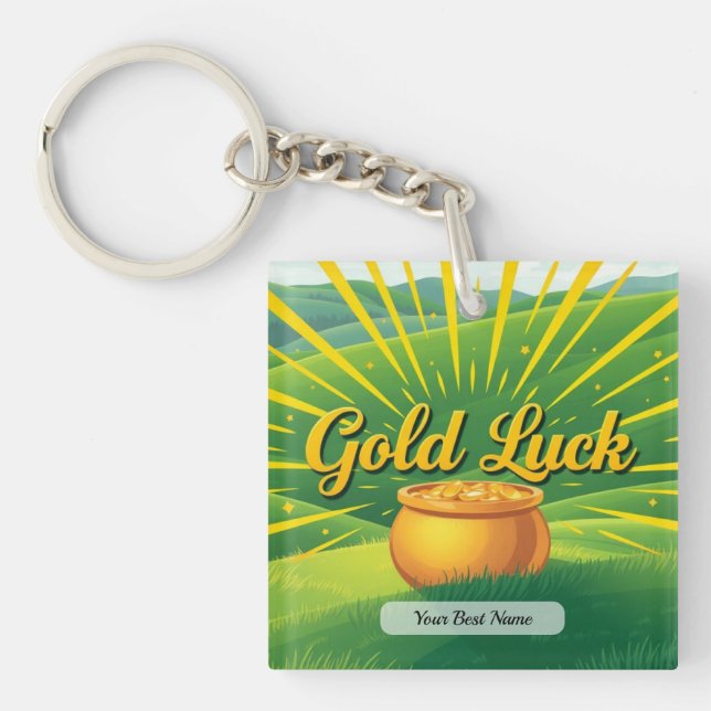 Gold Luck Ray Personalize Keychain (Front)