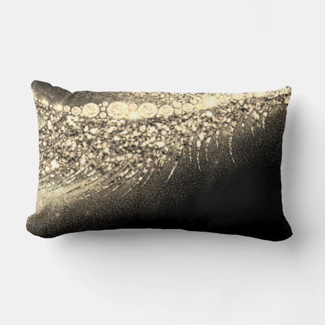 Gold Lux Makeup Lash Champagne Black Lumbar Pillow (Front)