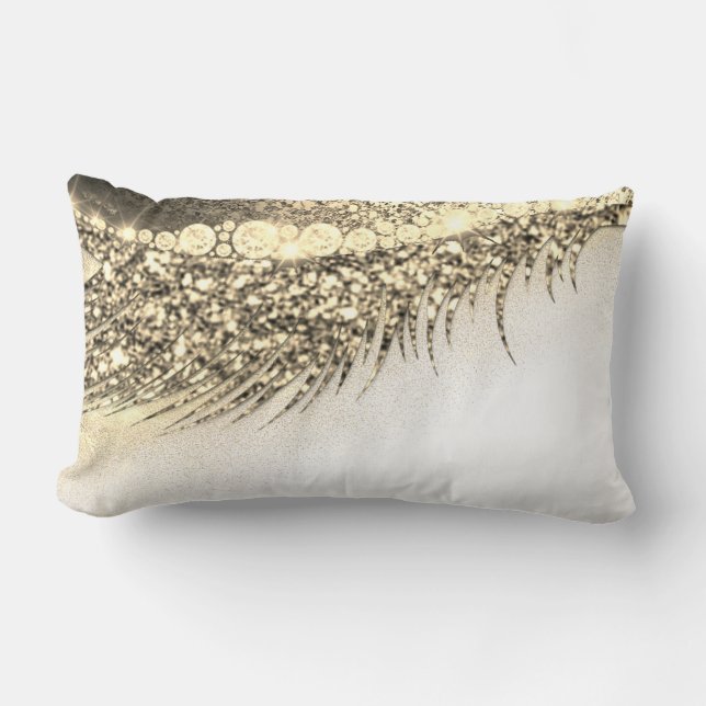 Gold Lux Makeup Lash Champagne White Lumbar Pillow (Front)