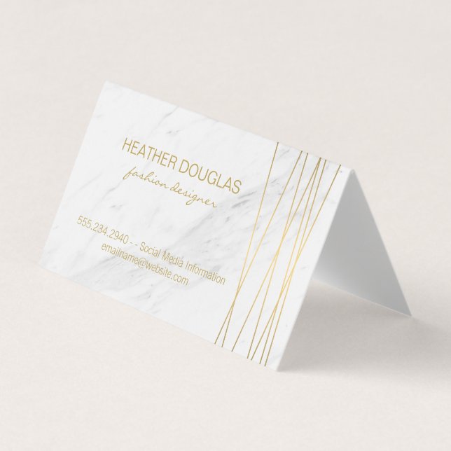 Gold Lux Modern with Marble Business Card (Front)