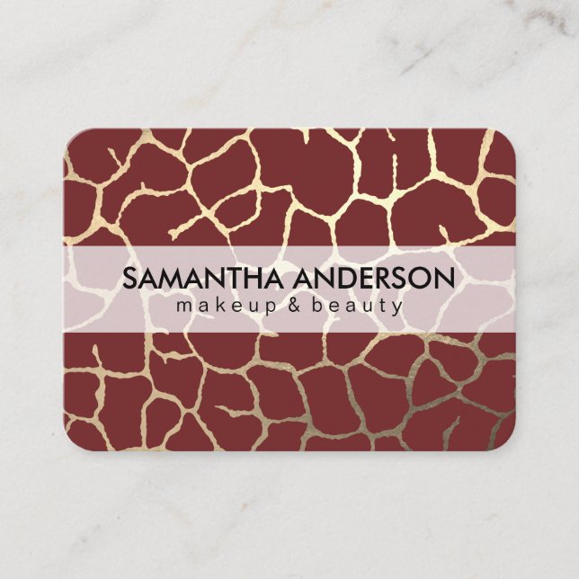 Gold Lux Pattern Dark Red Black Business Card (Front)