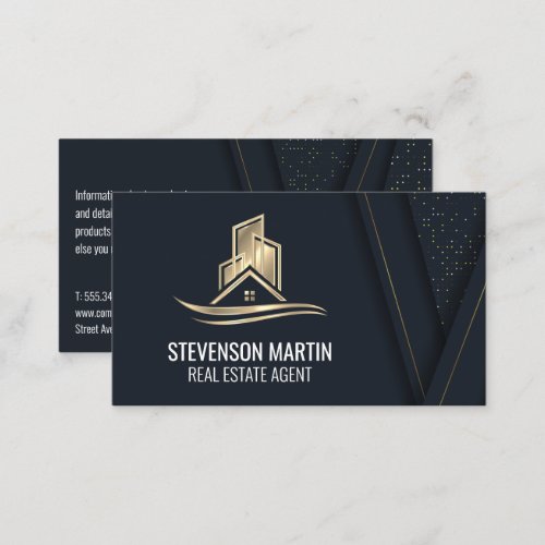 Gold Lux Real Estate Property Logo Business Card