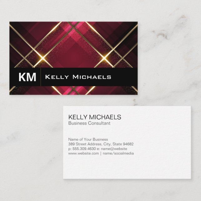 Gold Lux Trim | Red Stripes Business Card (Front/Back)