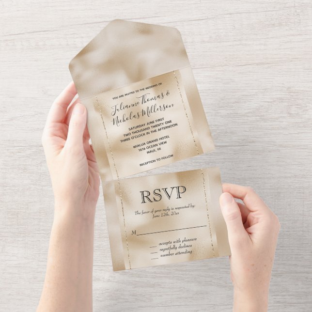 Gold Luxe All In One Invitation (Tearaway)