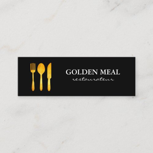 Gold Luxe Food Utensils Monogram Mini Business Card