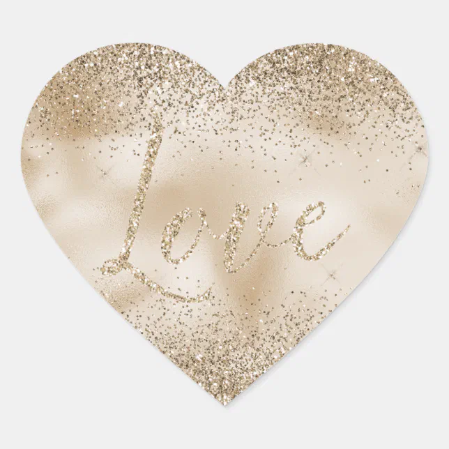 Gold Luxe Glitter Love Heart Sticker | Zazzle