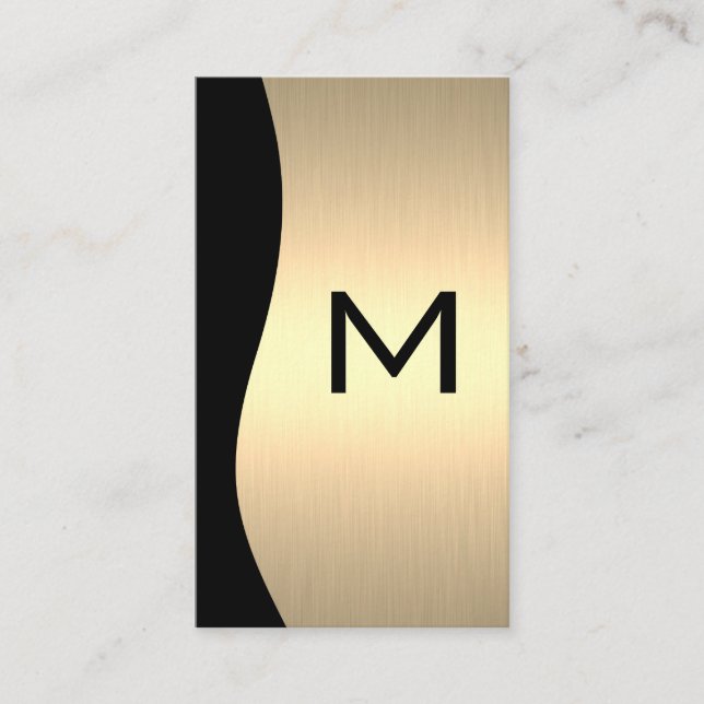 Gold Luxe Monogram | Metallic Business Card (Front)