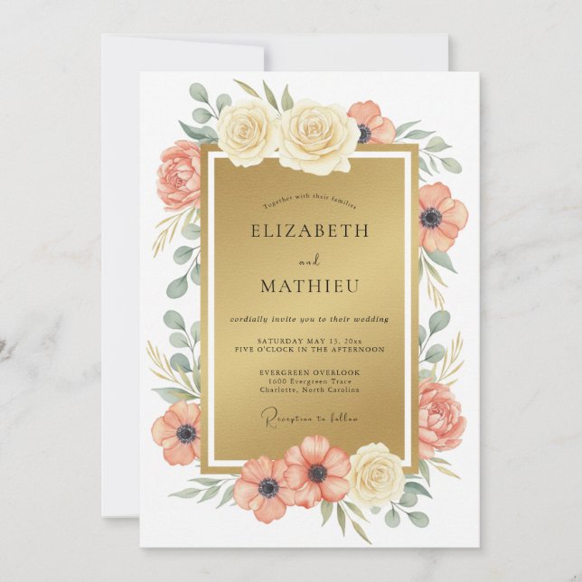 Gold Luxe Romantic Wedding Invitation (Front)