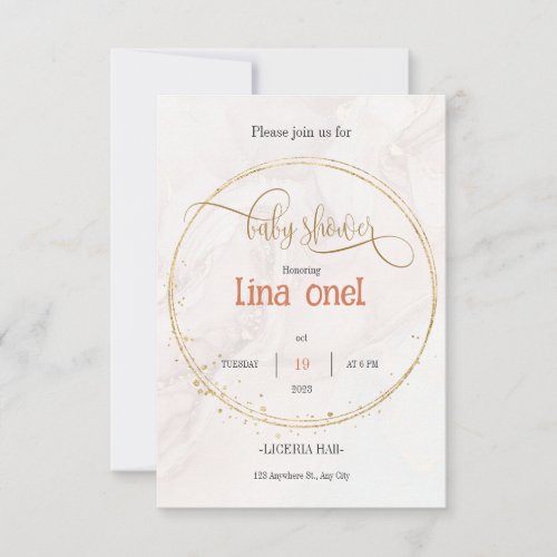 Gold Luxury Baby Shower Invitation