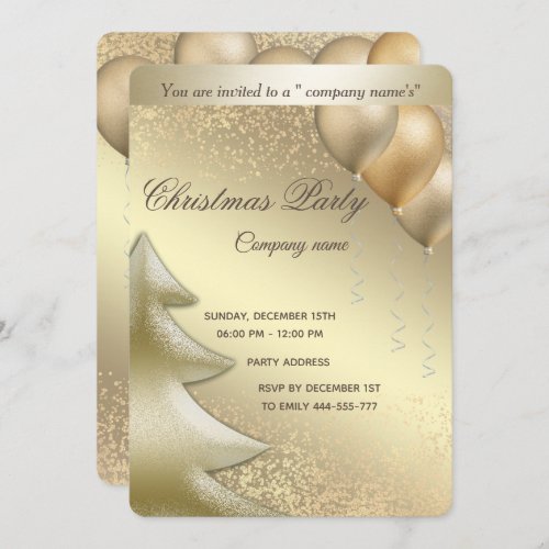 Gold  luxury balloon corporate Christmas party Invitation