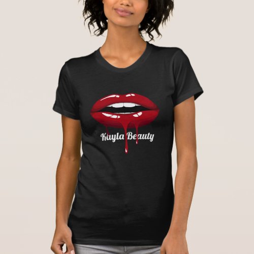 Gold Luxury Beauty Glam Glitter Drip Dripping Lips T_Shirt