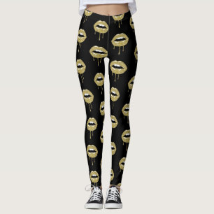 Gold Luxury Beauty Glam Gold Drip Dripping Lips Leggings