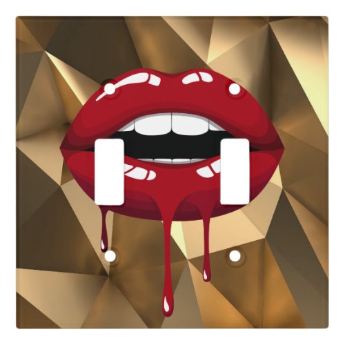 Gold Luxury Beauty Glamour Red Drip Dripping Lips Light Switch Cover