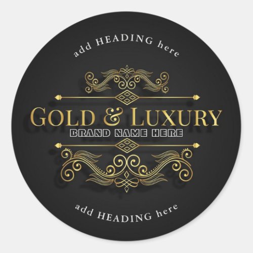 Gold  Luxury Brand Name Round Sticker