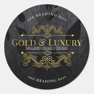 Gold & Luxury Brand Name Round Sticker