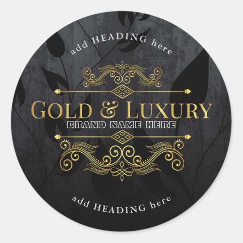 Gold  Luxury Brand Name Round Sticker