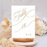 Gold Luxury Calligraphy Wedding Number 10, Table Number<br><div class="desc">Table 10. Please check all available numbers. | Luxury and elegant swirly calligraphy wedding table number with your initials.  For more advanced customization of this design,  please click the BLUE DESIGN TOOL BUTTON above!</div>