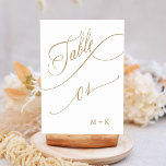 Gold Luxury Calligraphy Wedding Number 1, Table Number<br><div class="desc">Table 1. Please check all available numbers. | Luxury and elegant swirly calligraphy wedding table number with your initials.  For more advanced customization of this design,  please click the BLUE DESIGN TOOL BUTTON above!</div>
