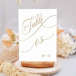 Gold Luxury Calligraphy Wedding Number 5, Table Number<br><div class="desc">Table 5. Please check all available numbers. | Luxury and elegant swirly calligraphy wedding table number with your initials.  For more advanced customization of this design,  please click the BLUE DESIGN TOOL BUTTON above!</div>