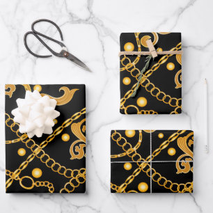 Gold Luxury Chain Wrapping Paper Sheets