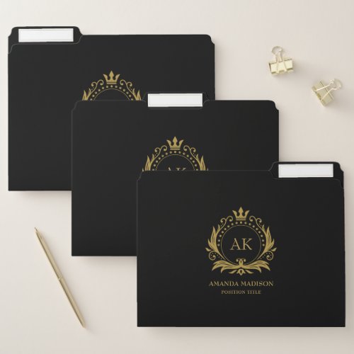 Gold Luxury Crown Monogram File Folder