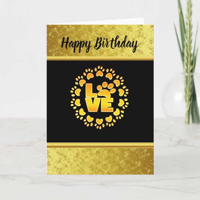 Gold luxury decoration dog paw gold foil and black card (Front)