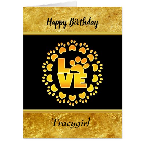 Gold luxury decoration dog paw gold foil and black card