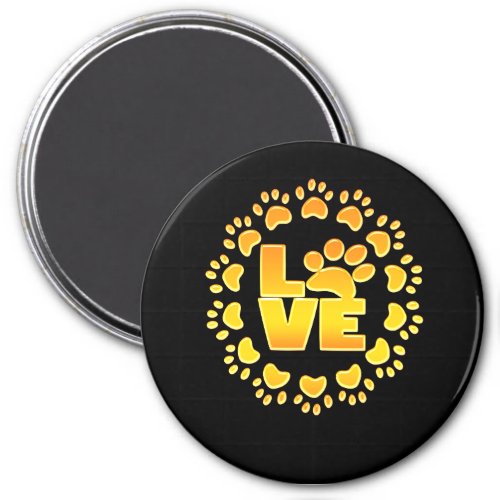 Gold luxury decoration dog paw shiny print black magnet