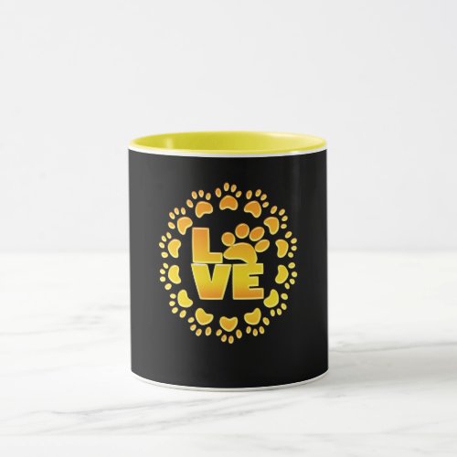 Gold luxury decoration dog paw shiny print mug