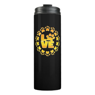 Gold luxury decoration dog paw shiny print thermal tumbler