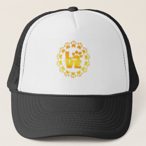 Gold luxury decoration dog paw shiny print wsp trucker hat