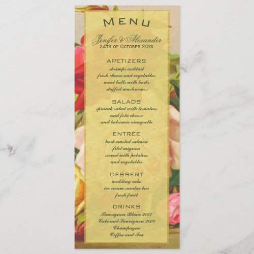 Gold luxury elegant vintage roses fleurdelis menu