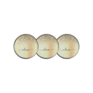 Gold Luxury Glitter Sparkle Monogram Golf Ball Marker