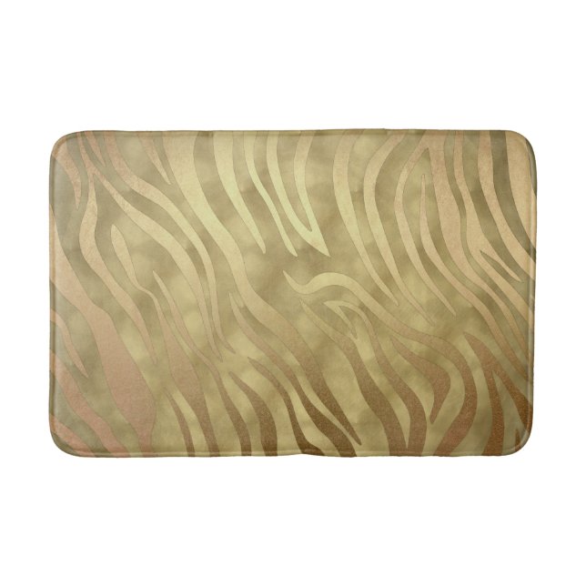 Gold Luxury Luxurious Zebra Jungle Safari Glam Bath Mat (Front)