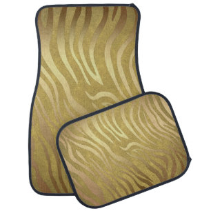 Gold Luxury Luxurious Zebra Jungle Safari Glam Car Floor Mat