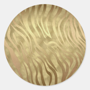 Gold Luxury Luxurious Zebra Jungle Safari Glam Classic Round Sticker