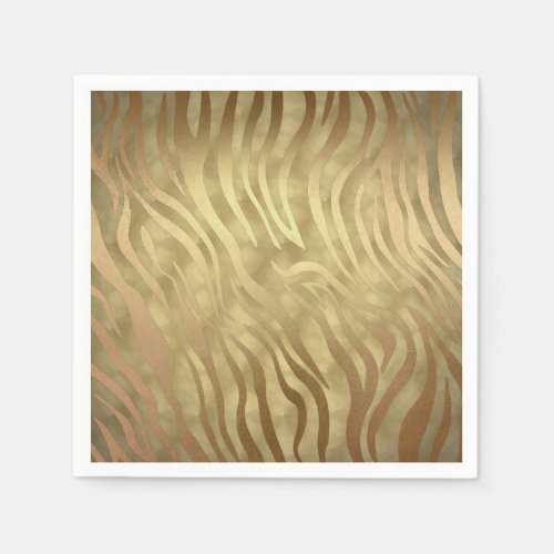 Gold Luxury Luxurious Zebra Jungle Safari Glam Napkins