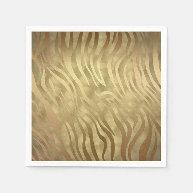 Gold Luxury Luxurious Zebra Jungle Safari Glam Napkins (Front)